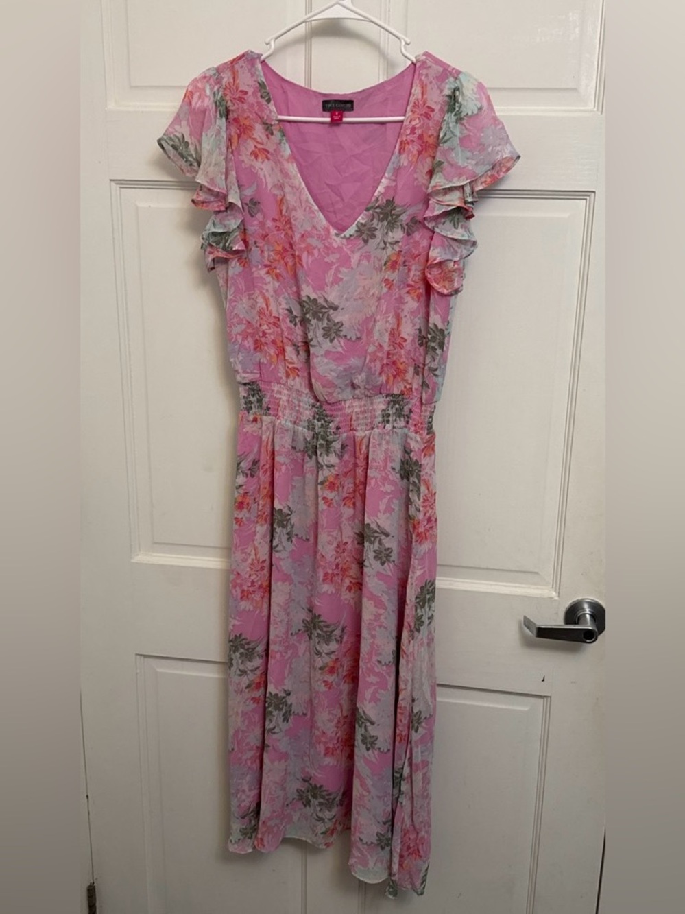 Vince Camuto Floral Pink Midi Dress - Pink Floral